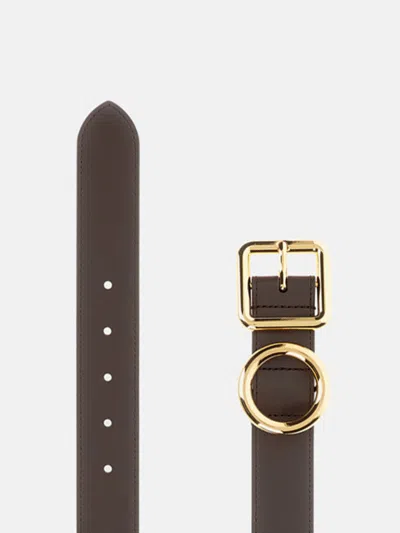 Jacquemus Brown Calfskin Belt With Polished Gold-tone Accents In Brown