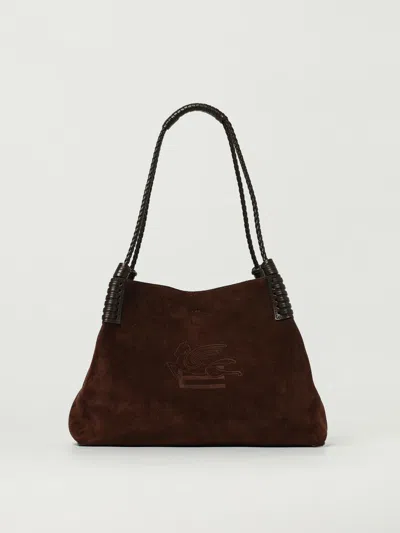 Etro Small Libra Braided Suede Shoulder Bag In Brown
