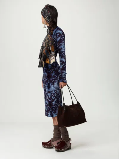 Etro Small Libra Braided Suede Shoulder Bag In Brown