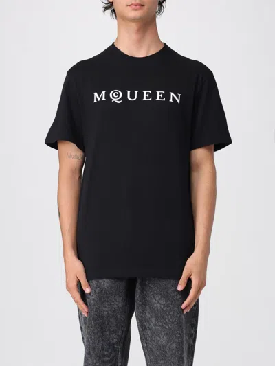 Alexander Mcqueen Logo Lettering Crewneck T-shirt In Black