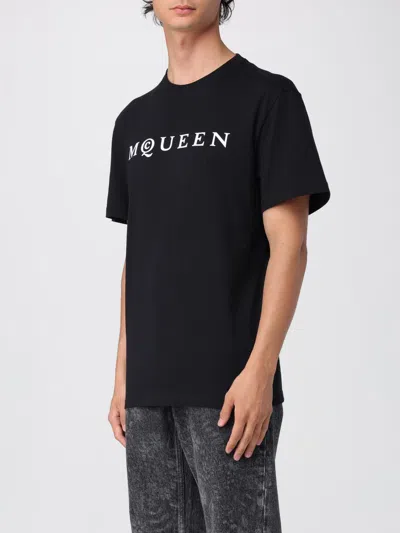 Alexander Mcqueen Logo Lettering Crewneck T-shirt In Black