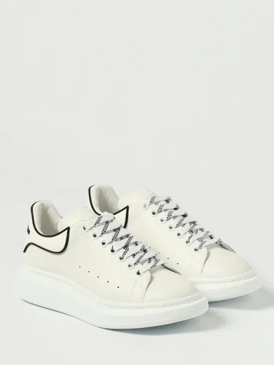 Alexander Mcqueen Chunky Leather Sneakers Featuring Perforated Profiles In White