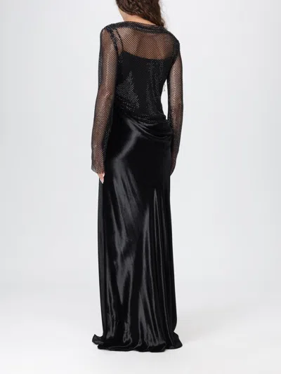 Alberta Ferretti Long Sleeve Maxi Dress With Mesh Overlay In Multi