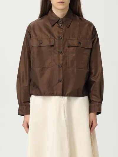 Weekend Max Mara Max Mara Weekend Short Waterproof Twill Jacket In Brown