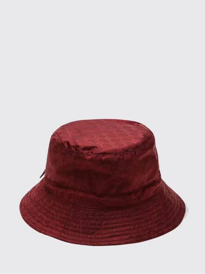 Gucci Reversible Burgundy Nylon Gg Hat In Red