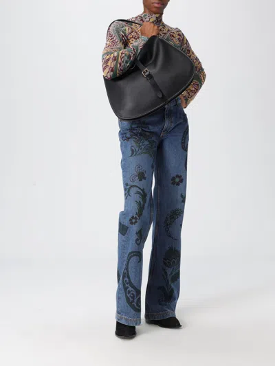 Etro Straight Trousers Paisley Pattern In Blue