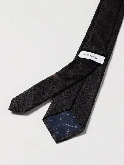 Ferragamo Silk Tie Logo Detail In Black