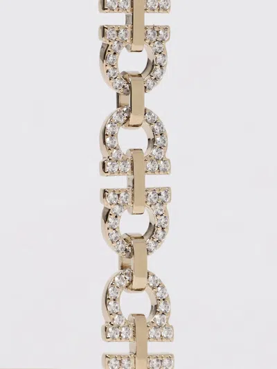 Ferragamo Crystal Embellished Gancini Bracelet In Gold