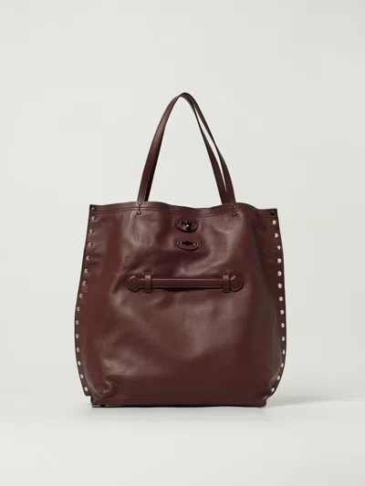Zanellato Saeta Medium Leather Tote Bag With Studded Detailing In Burgundy