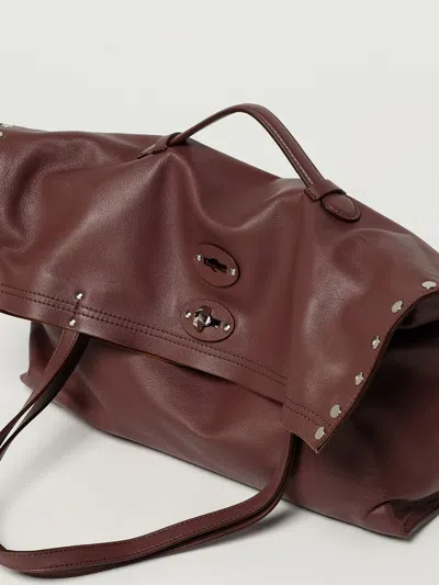 Zanellato Saeta Medium Leather Tote Bag With Studded Detailing In Burgundy