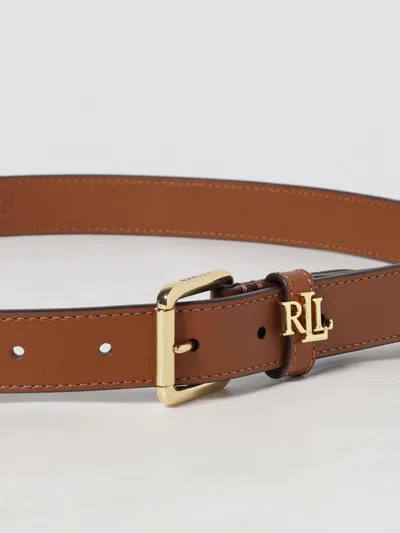 Ralph Lauren Logo-keeper Leather Skinny Belt In Brown