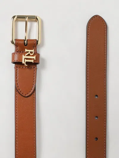 Ralph Lauren Logo-keeper Leather Skinny Belt In Brown