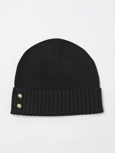 Ralph Lauren Ribbed Button Beanie Hat In Black