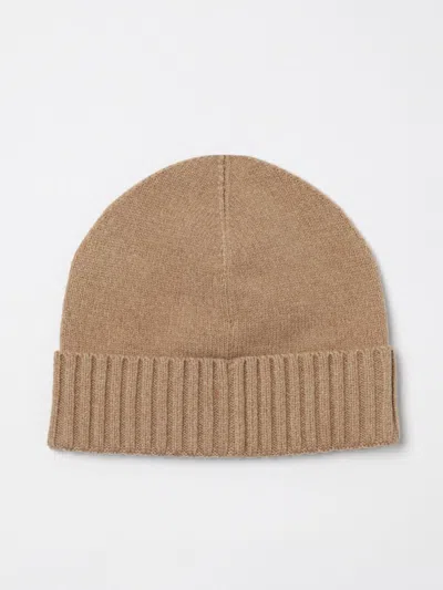 Ralph Lauren Ribbed Button Beanie Hat In Brown