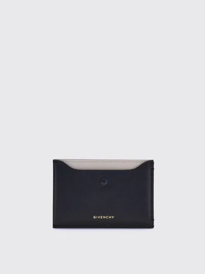 Givenchy Textured Leather Cardholder With Smooth Top In Black
