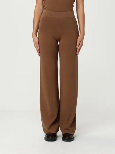 Max Mara Women 'nigeria' Brown Pants With Elastic Waist And Wide Leg In Wool Woman In Brown