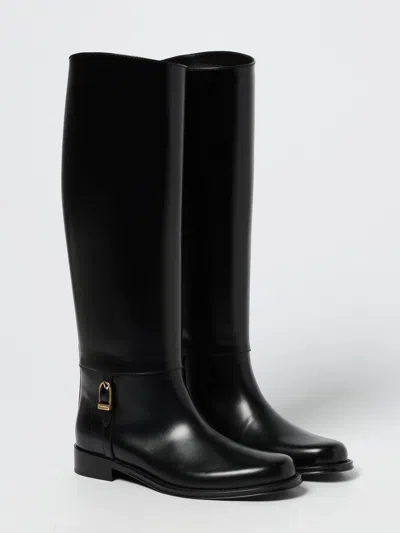 Saint Laurent Julia Buckle-embellished Leather Knee Boots In Black