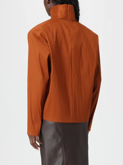 Saint Laurent Silk High-neck Top Tops Brown In Multi