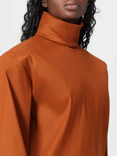 Saint Laurent Silk High-neck Top Tops Brown In Multi