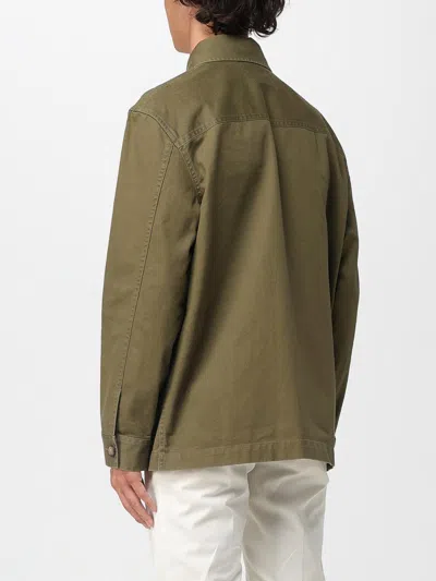 Saint Laurent Green Shirt With Classic Collar And Cassandre Embroidery On The Front In Cotton Man