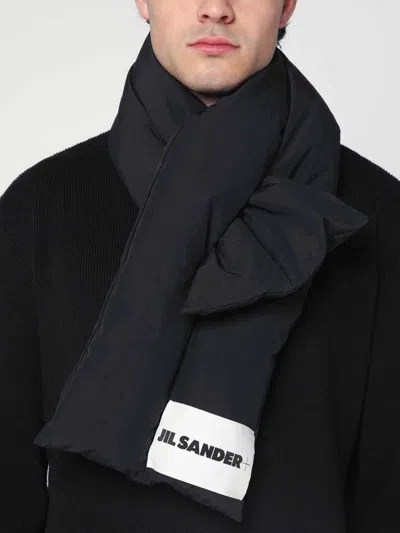 Jil Sander Black Padded Scarf With Logo In Black