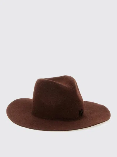 Ruslan Baginskiy Monogram-embellished Fedora Hat With Wide Brim In Brown