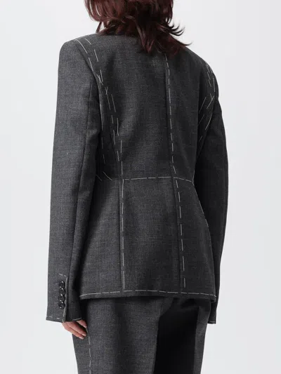 Moschino Embroidered Wool Canvas Jacket With Notch Lapel In Gray