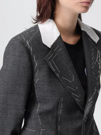 Moschino Embroidered Wool Canvas Jacket With Notch Lapel In Gray