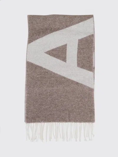 Apc A.p.c. Geometric Pattern Wool Scarf With Fringed Edges In Brown