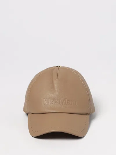 Max Mara Leather Baseball Cap In Brown