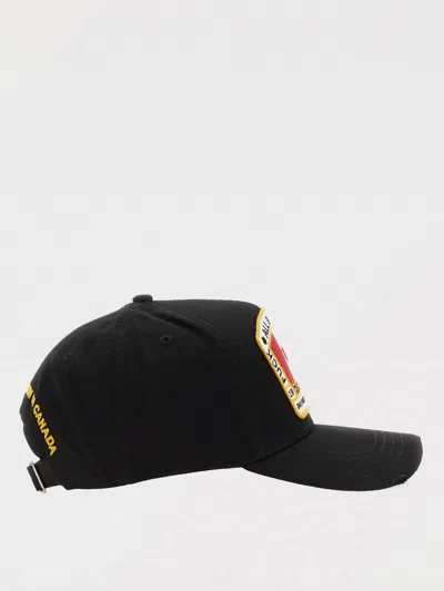 Dsquared2 Flag Patch Cotton Canvas Baseball Hat In Black