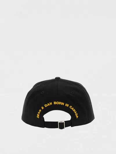 Dsquared2 Flag Patch Cotton Canvas Baseball Hat In Black