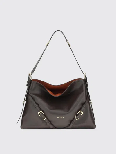 Givenchy Medium Voyou Calfskin Shoulder Bag With Buckle Fastening In Brown
