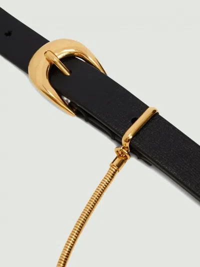 Jil Sander Curve Chain-detail Leather Belt In Black