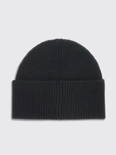 Moncler Knitted Cotton Beanie Hat Turn Up Brim In Brown
