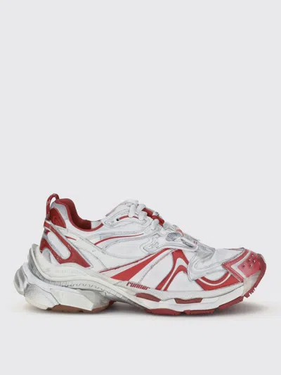 Balenciaga White And Red Runner 2.0 Sneakers In Animal Print