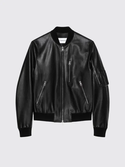 Givenchy Leather Bomber Jacket Puffer Jackets Black In Black
