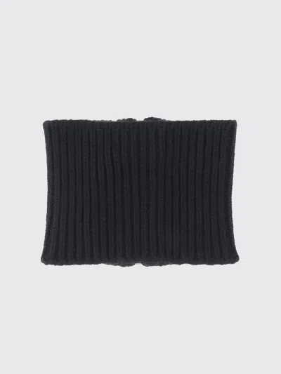 Sa Su Phi Ribbed Knit Scarf With Central Silver Zipper In Blue