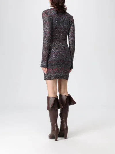 Missoni Multicolour Dress With Deep Neckline And All-over Sequins In Viscose Woman In Black