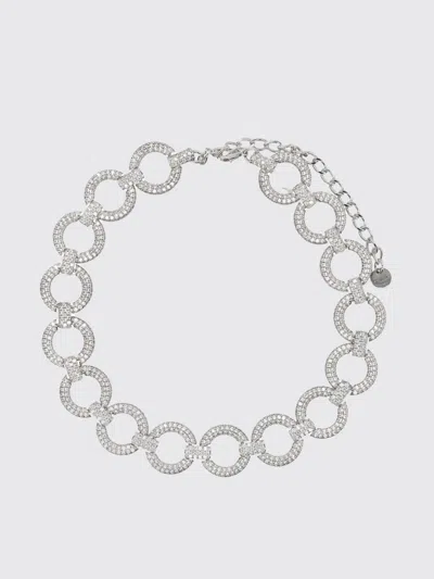 Self-portrait Crystal Link Choker Necklace In Metallic