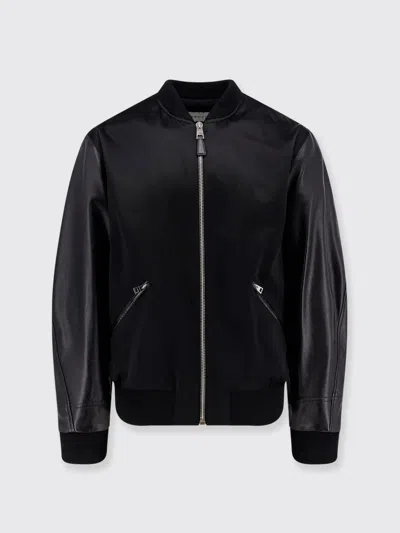Givenchy Men Cotton And Nylon Jacket With Leather Sleeves In Black