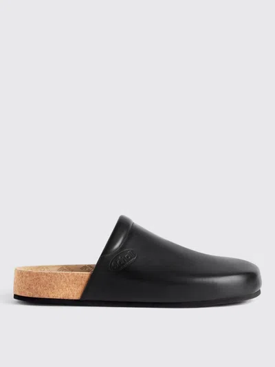 Balenciaga Men Leather Mules With Cork Insole In Black