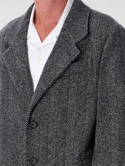 Givenchy Men Wool Blend Coat With Herringbone Motif In Multi