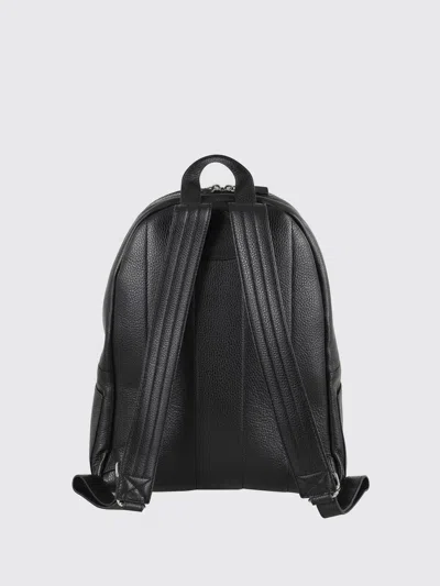 Orciani Rounded Black Pelle Backpack With Adjustable Straps In Black