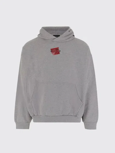 Balenciaga Light Grey Cotton Sweatshirt With Print In Gray