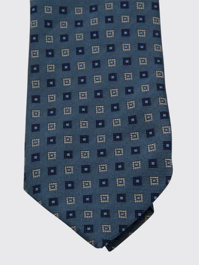 Zegna Geometric Pattern Tie Pointed Tip In Blue