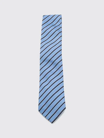 Zegna Diagonal Striped Tie Pointed Shape In Blue