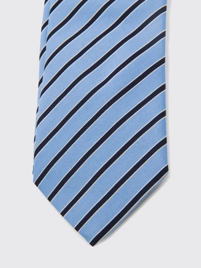 Zegna Diagonal Striped Tie Pointed Shape In Blue