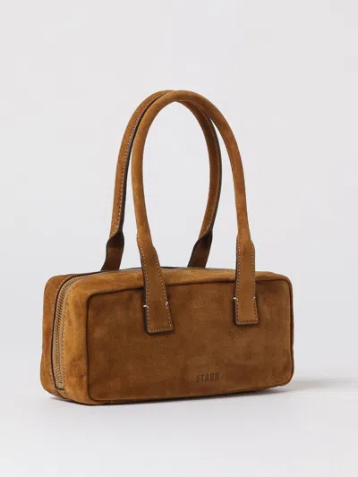 Staud Rectangular Suede Handbag With Top Zipper Closure In Brown