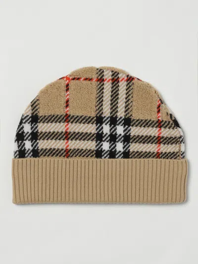 Burberry Check Wool Beanie In Brown